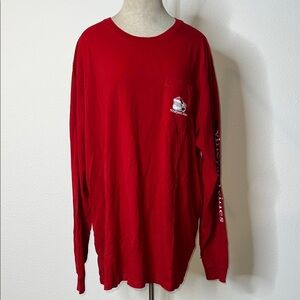 Vineyard Vines Santa Christmas Long Sleeve Cotton Tee